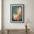 Green Coral Botanical Abstract canvas wall art in a framed room setting
