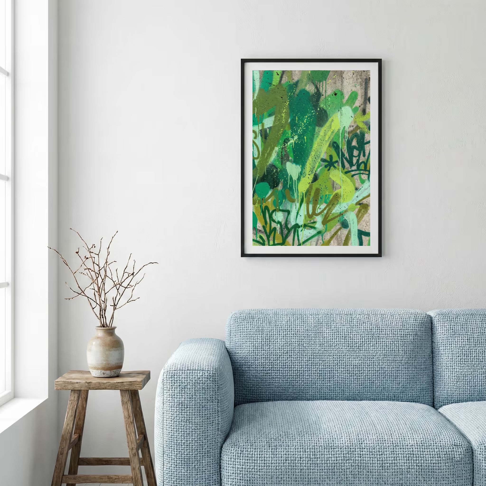 Green Blue Botanical Abstract canvas wall art — alternate a view