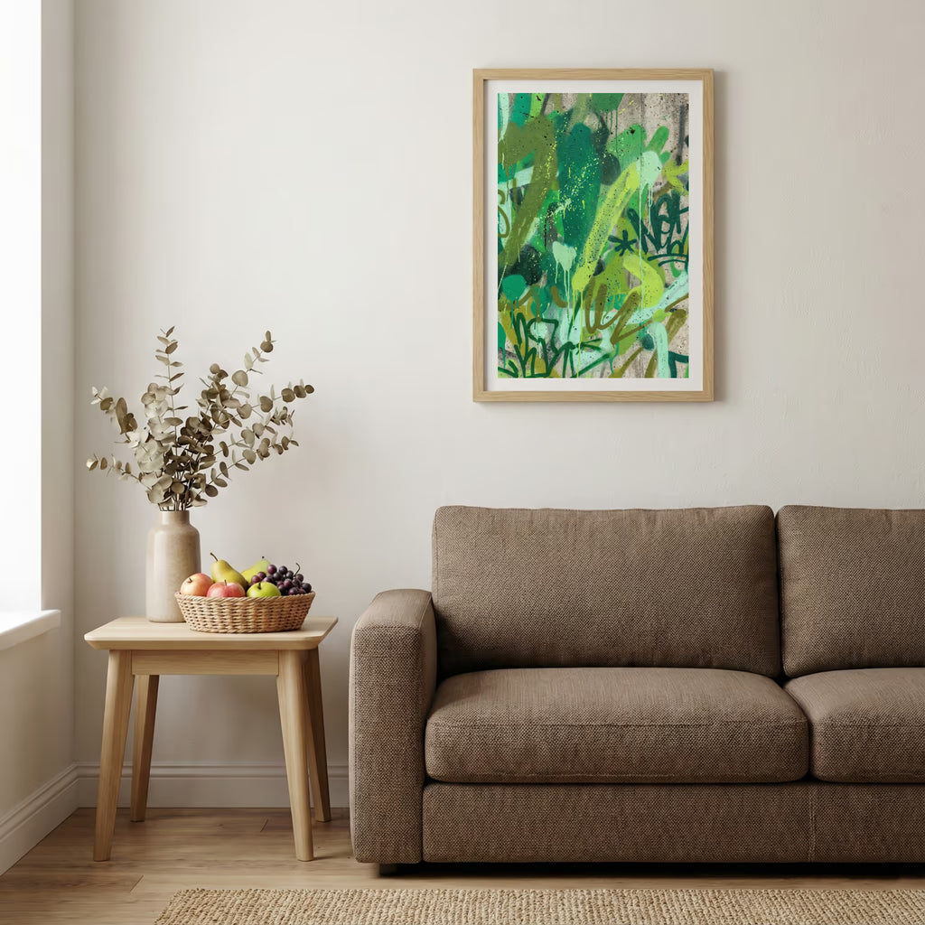 Green Blue Botanical Abstract canvas wall art — alternate b view