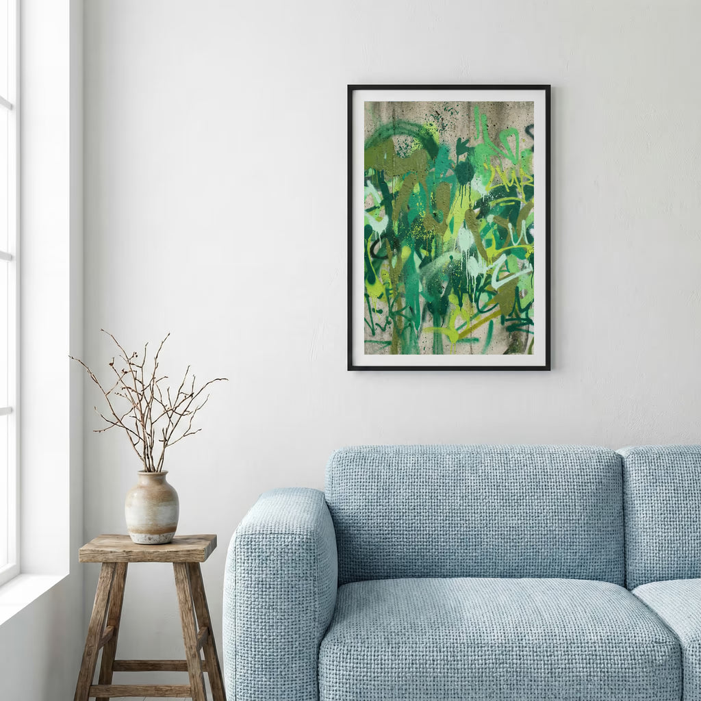 Green Botanical Abstract canvas wall art — alternate a view