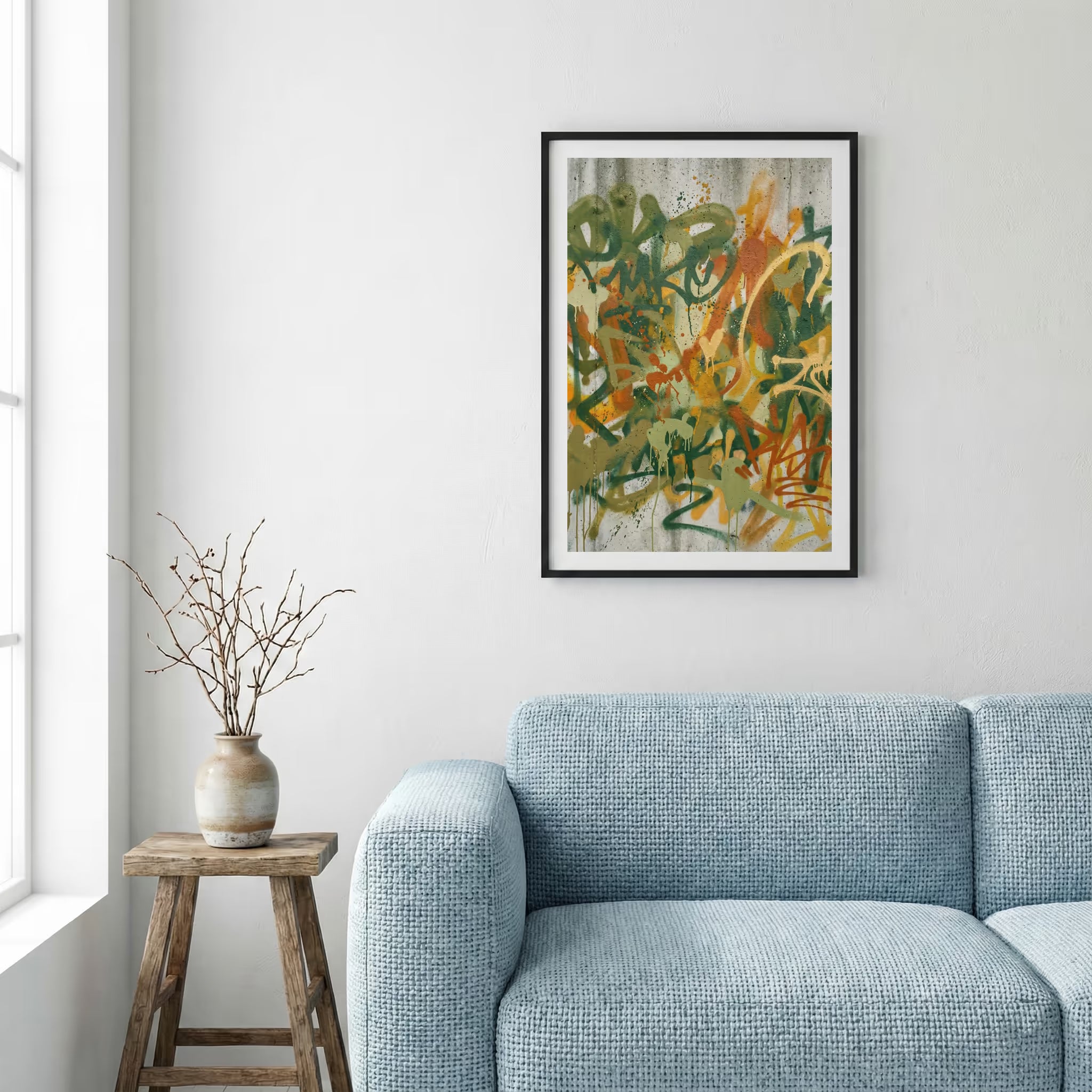 Green Gold Orange Botanical Abstract canvas wall art — alternate a view