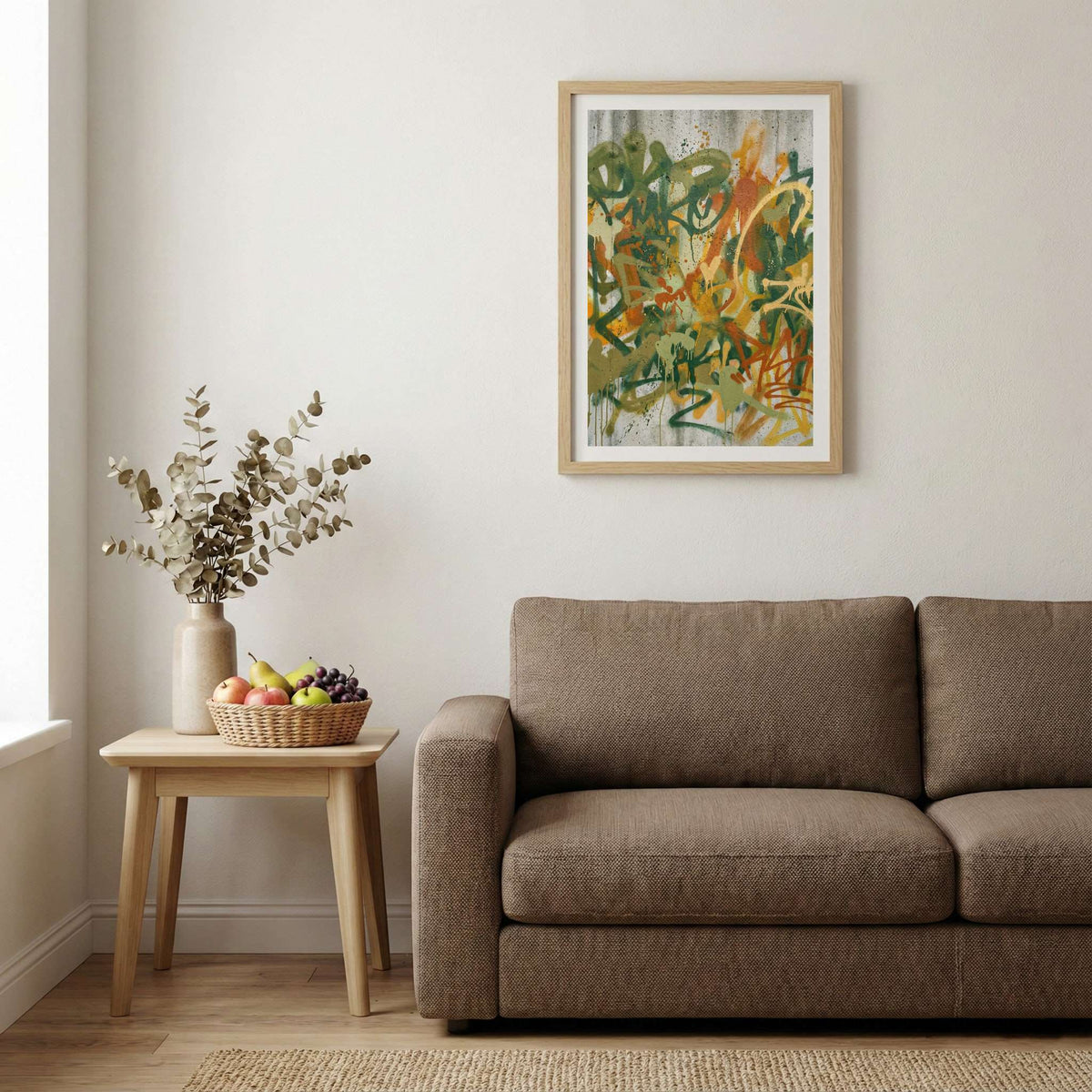 Green Gold Orange Botanical Abstract canvas wall art — alternate b view