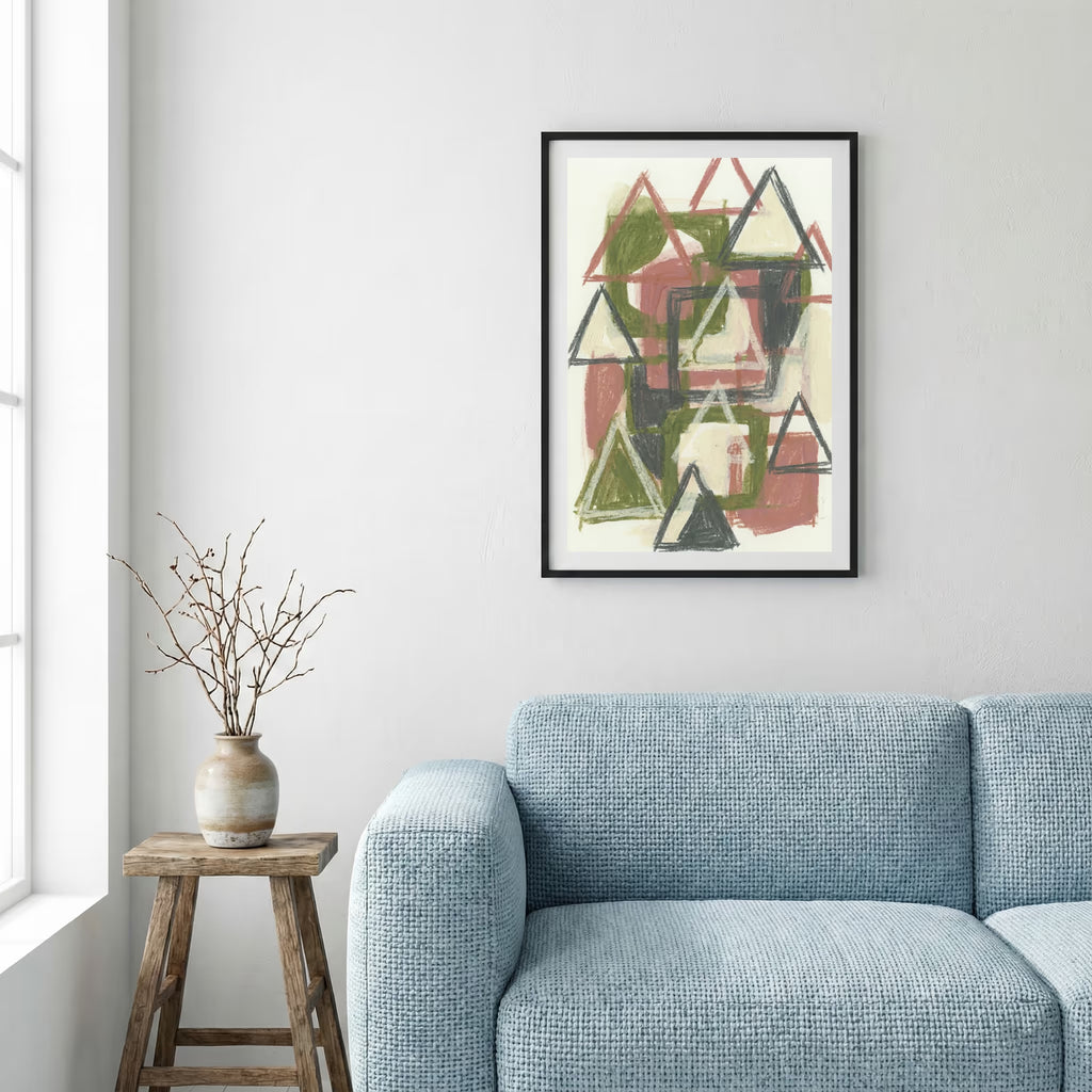 Green Terracotta Triangle Abstract canvas wall art — alternate a view