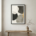 Black Beige Gray Organic Abstract canvas wall art in a framed room setting