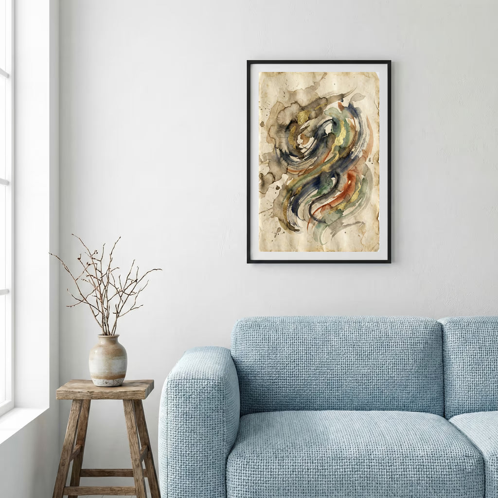 Multicolor Organic Line Abstract canvas wall art — alternate a view