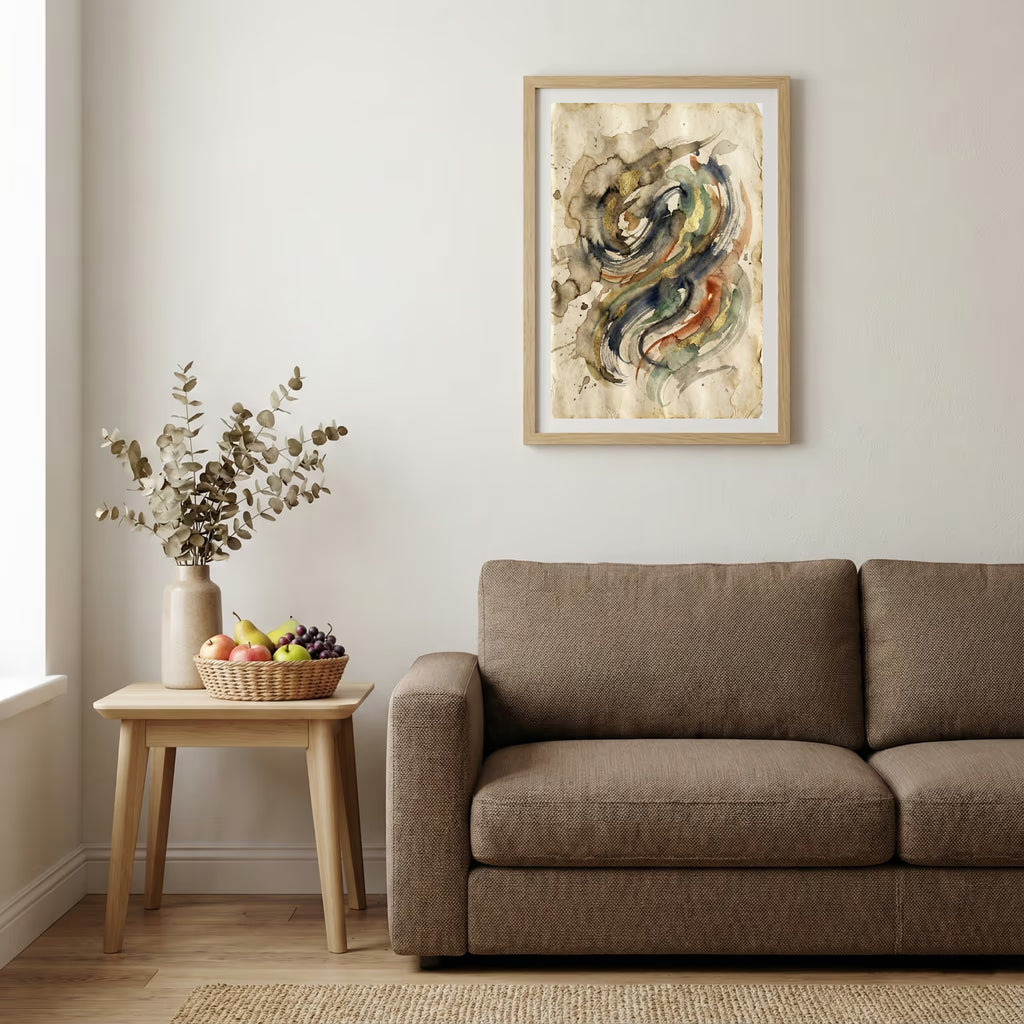 Multicolor Organic Line Abstract canvas wall art — alternate b view