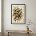 Multicolor Organic Line Abstract canvas wall art in a framed room setting