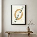 Gold Black Ring Abstract canvas wall art in a framed room setting
