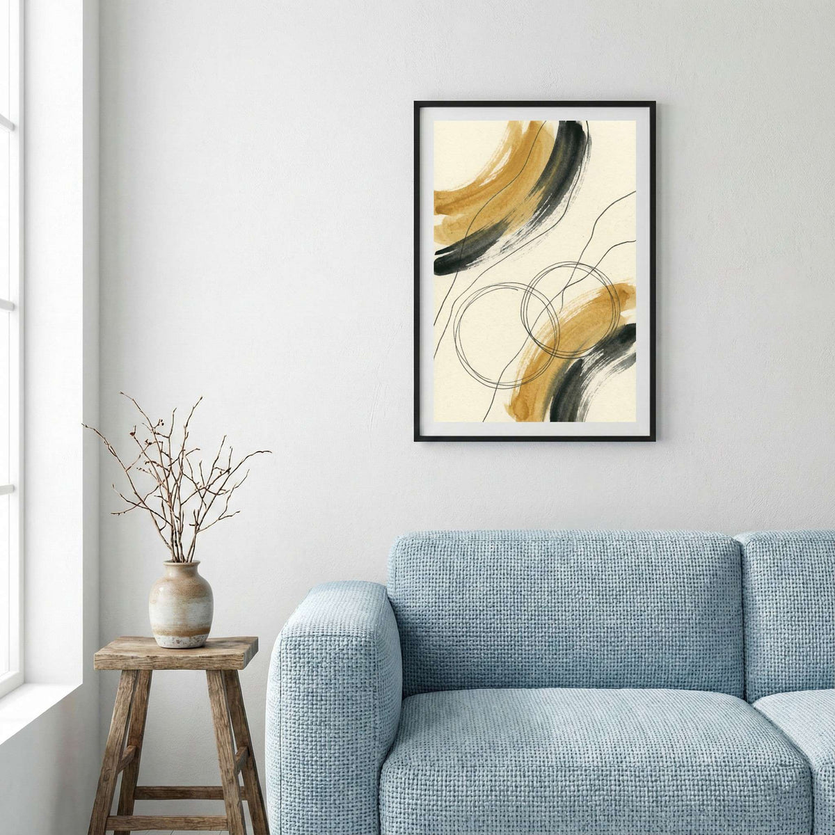 Black Gold Line Abstract canvas wall art — alternate a view