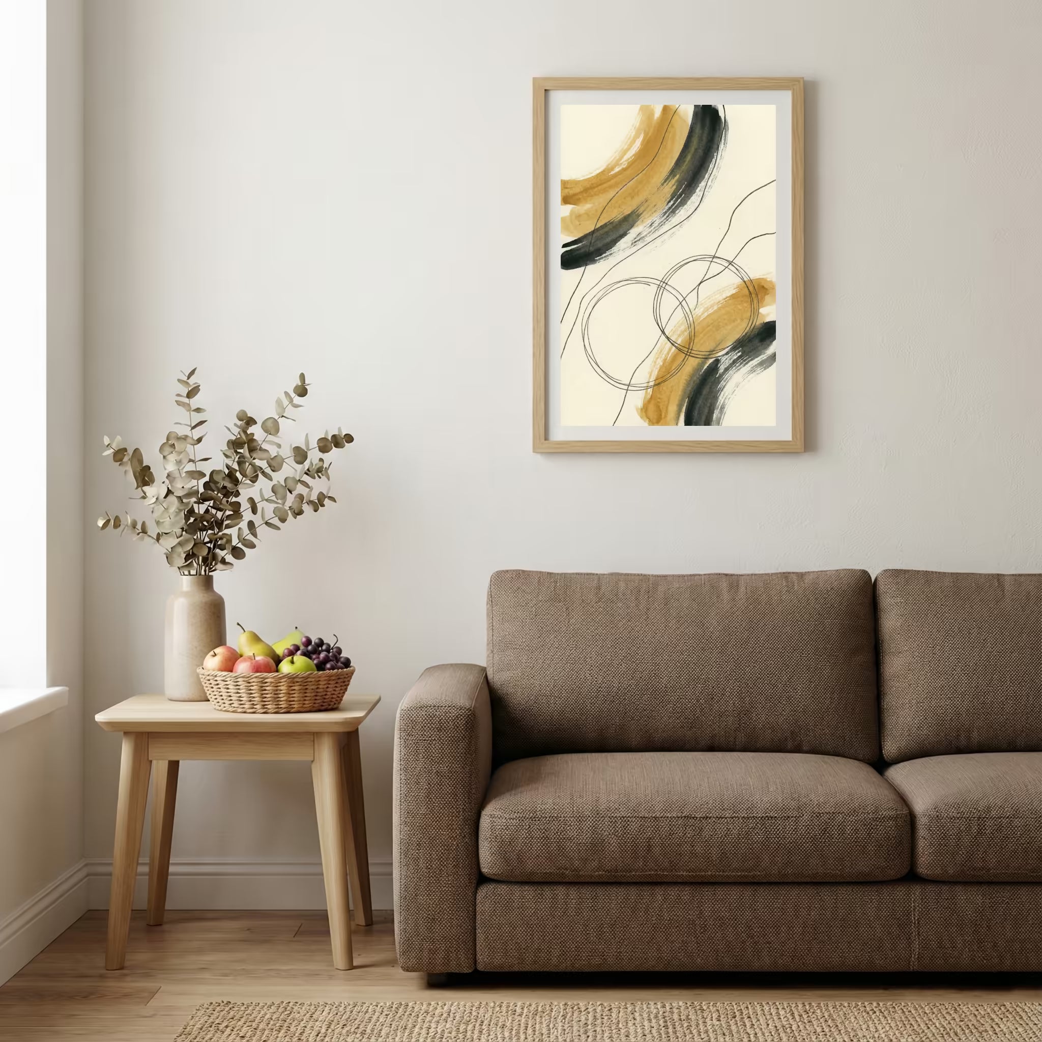 Black Gold Line Abstract canvas wall art — alternate b view