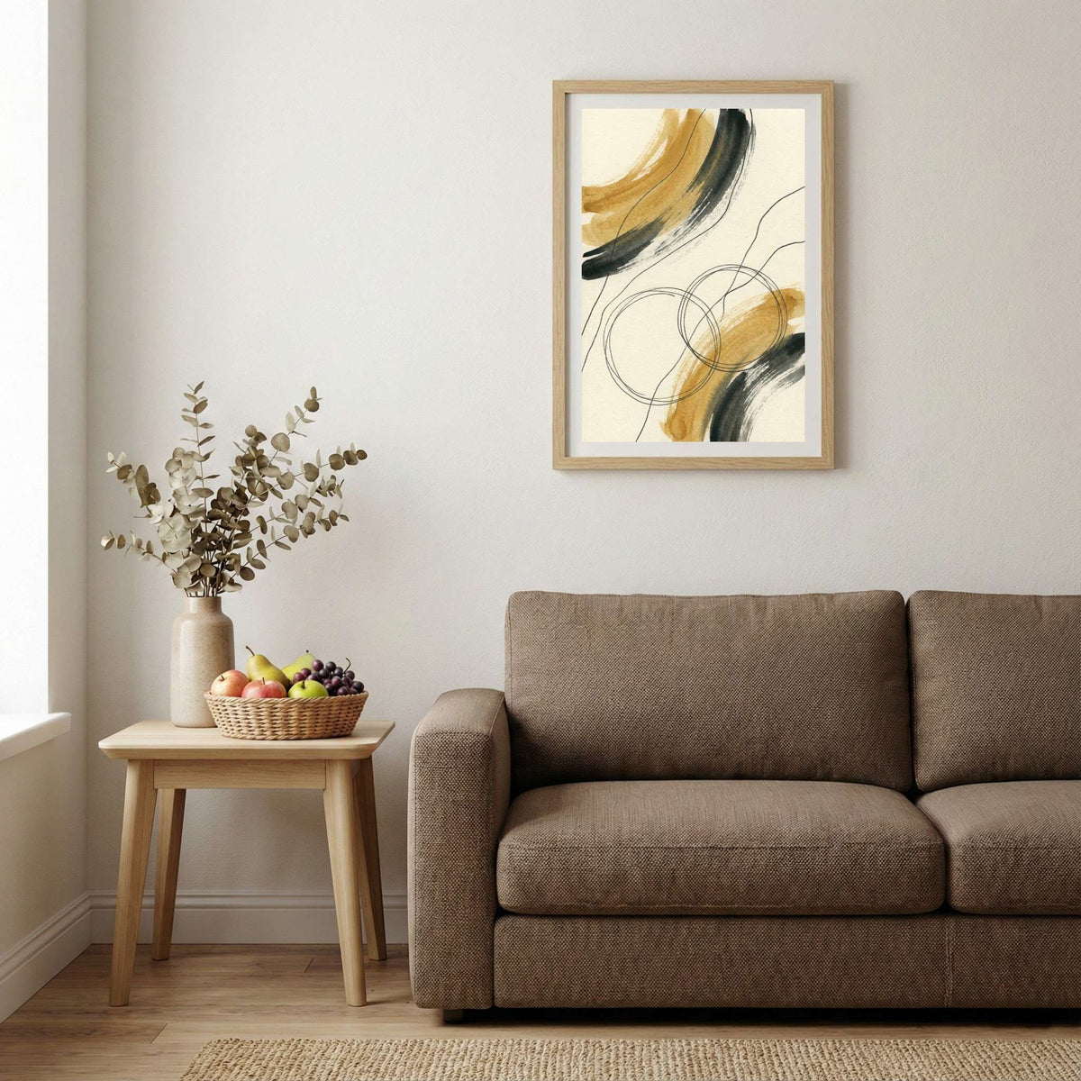Black Gold Line Abstract canvas wall art — alternate b view