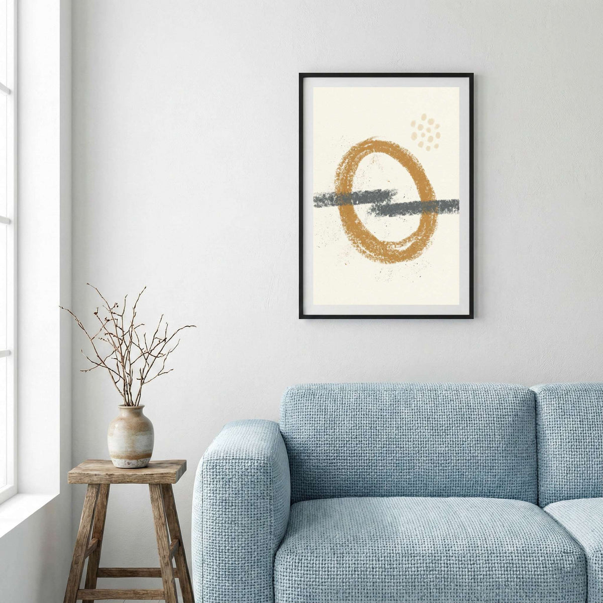 Gold Gray Circle Abstract canvas wall art — alternate a view