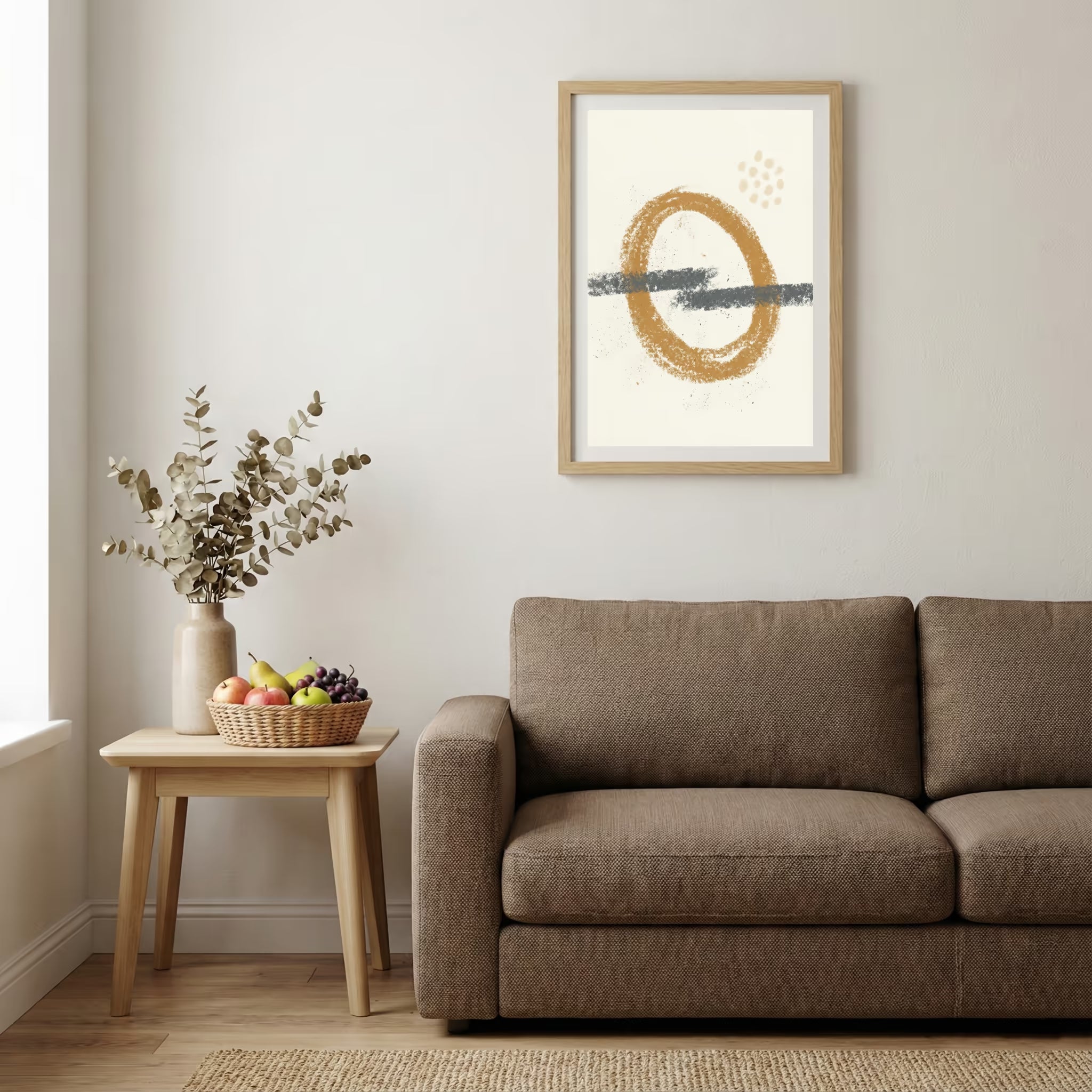Gold Gray Circle Abstract canvas wall art — alternate b view