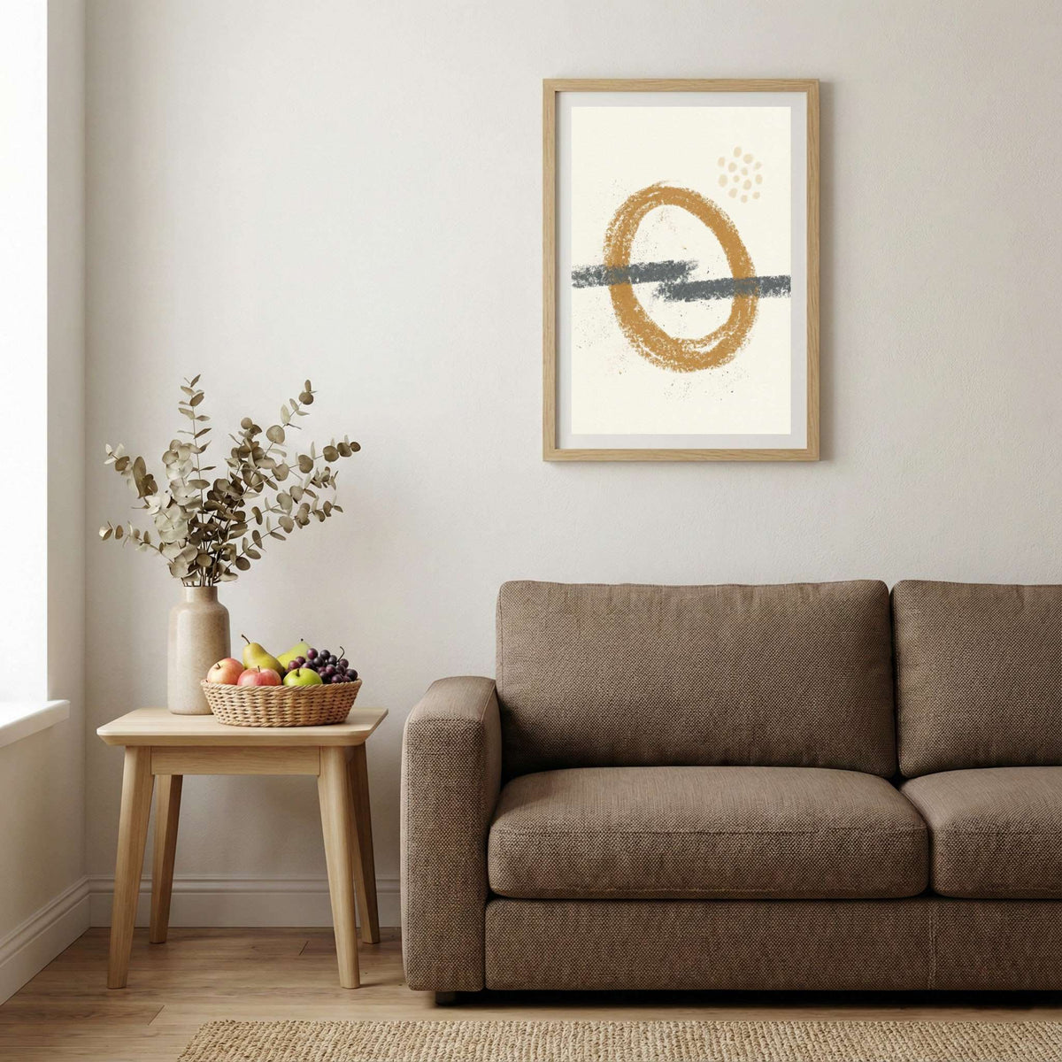 Gold Gray Circle Abstract canvas wall art — alternate b view