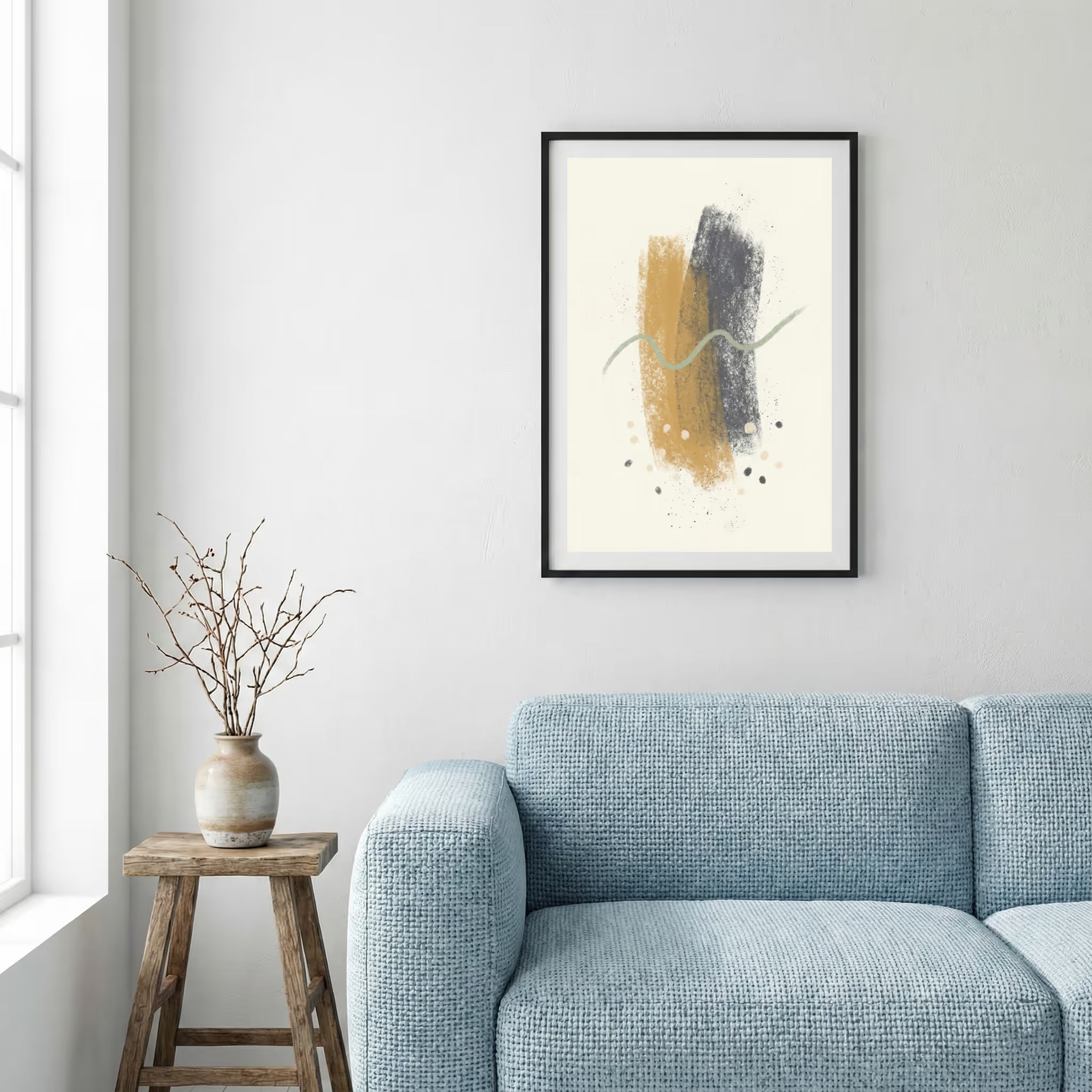 Gold Black Brush Abstract canvas wall art — alternate a view