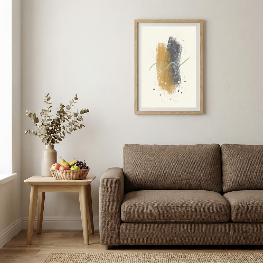 Gold Black Brush Abstract canvas wall art — alternate b view