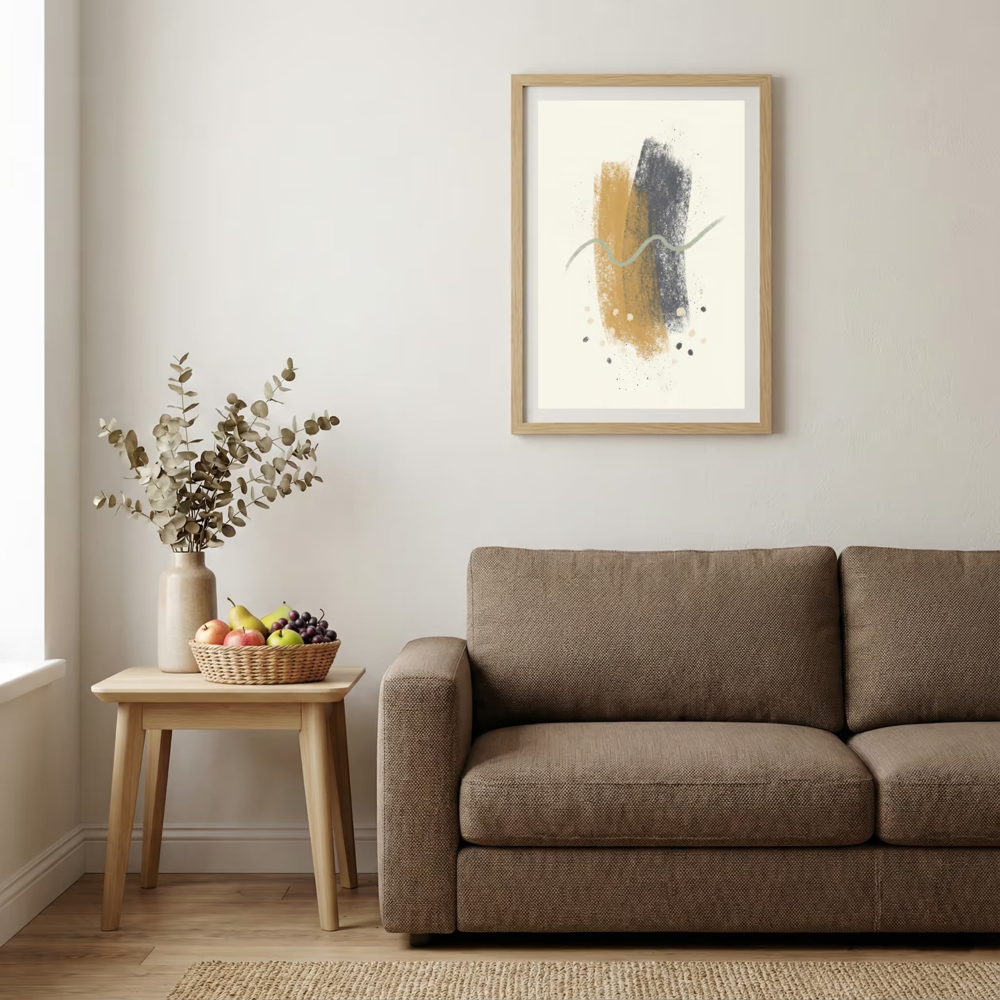 Gold Black Brush Abstract canvas wall art — alternate b view