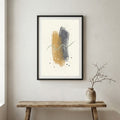 Gold Black Brush Abstract canvas wall art in a framed room setting