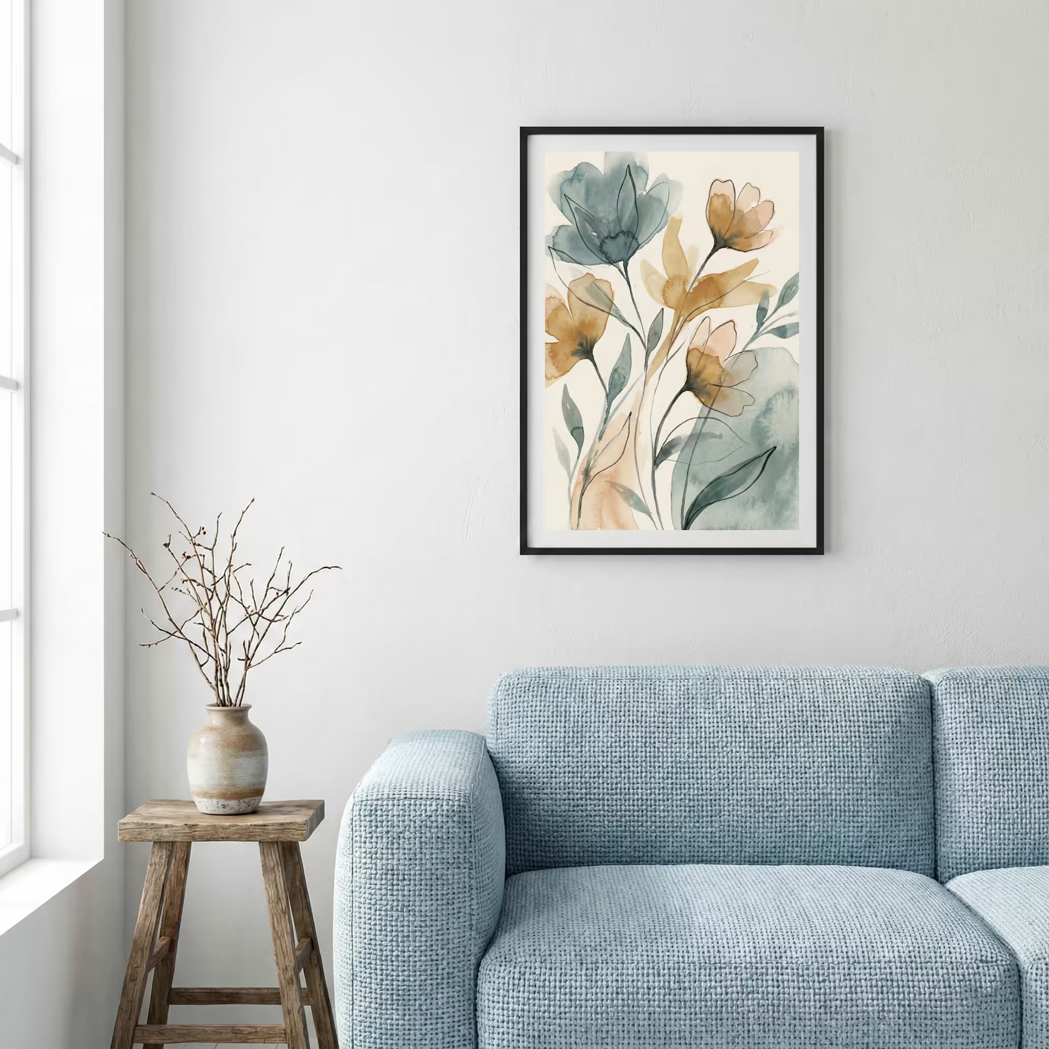 Neutral Botanical Abstract canvas wall art — alternate a view