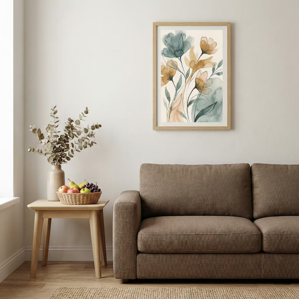 Neutral Botanical Abstract canvas wall art — alternate b view