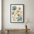 Neutral Botanical Abstract canvas wall art in a framed room setting