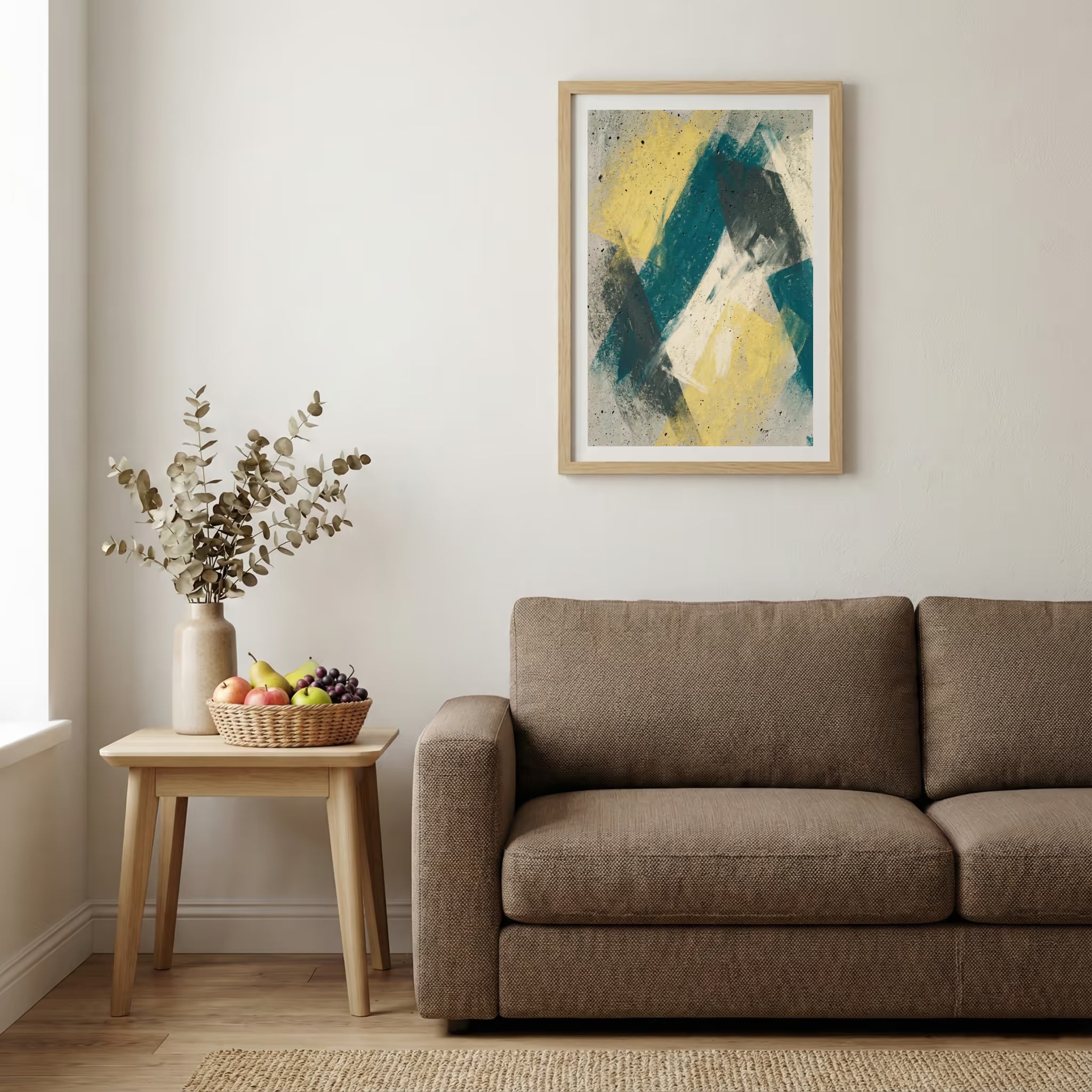 Navy Gold Yellow Abstract canvas wall art — alternate b view