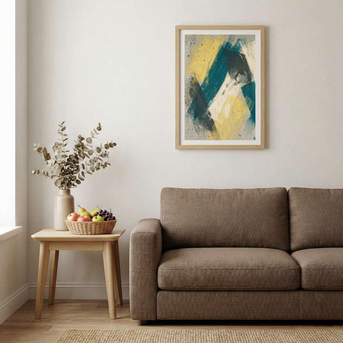 Navy Gold Yellow Abstract canvas wall art — alternate b view