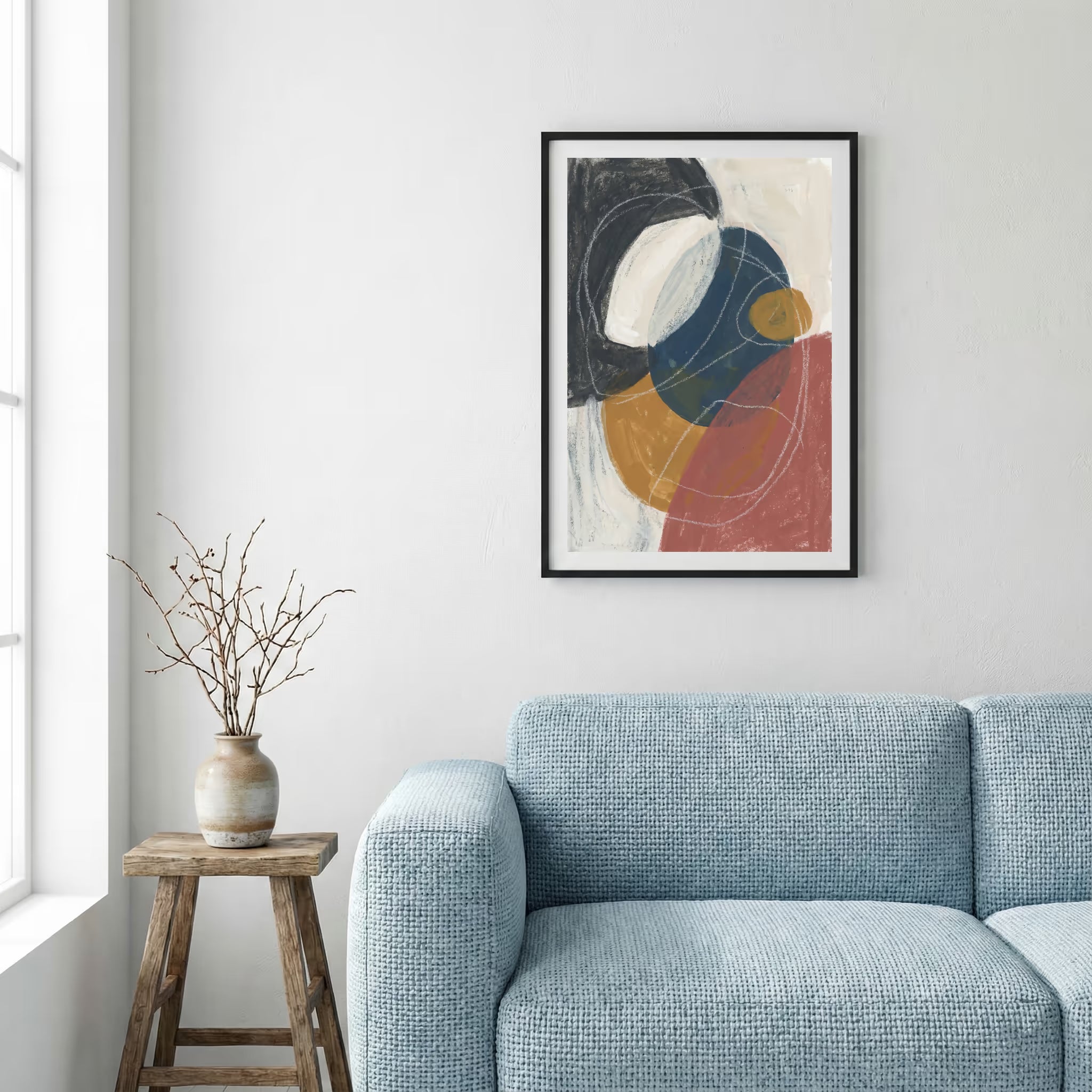 Navy Terracotta Organic Abstract canvas wall art — alternate a view