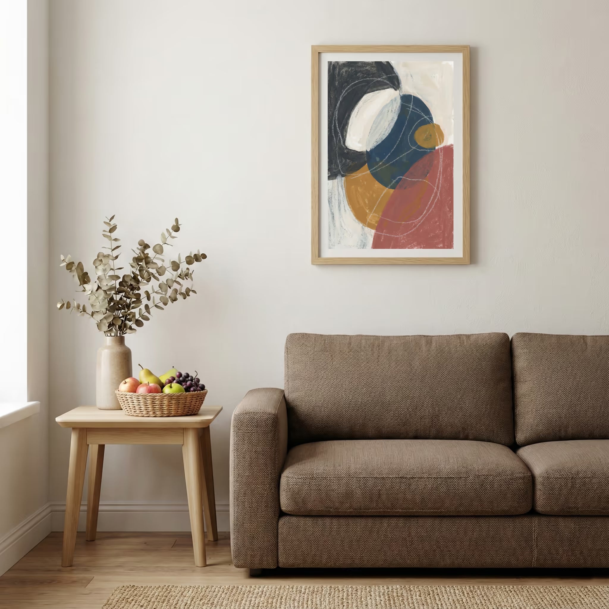 Navy Terracotta Organic Abstract canvas wall art — alternate b view