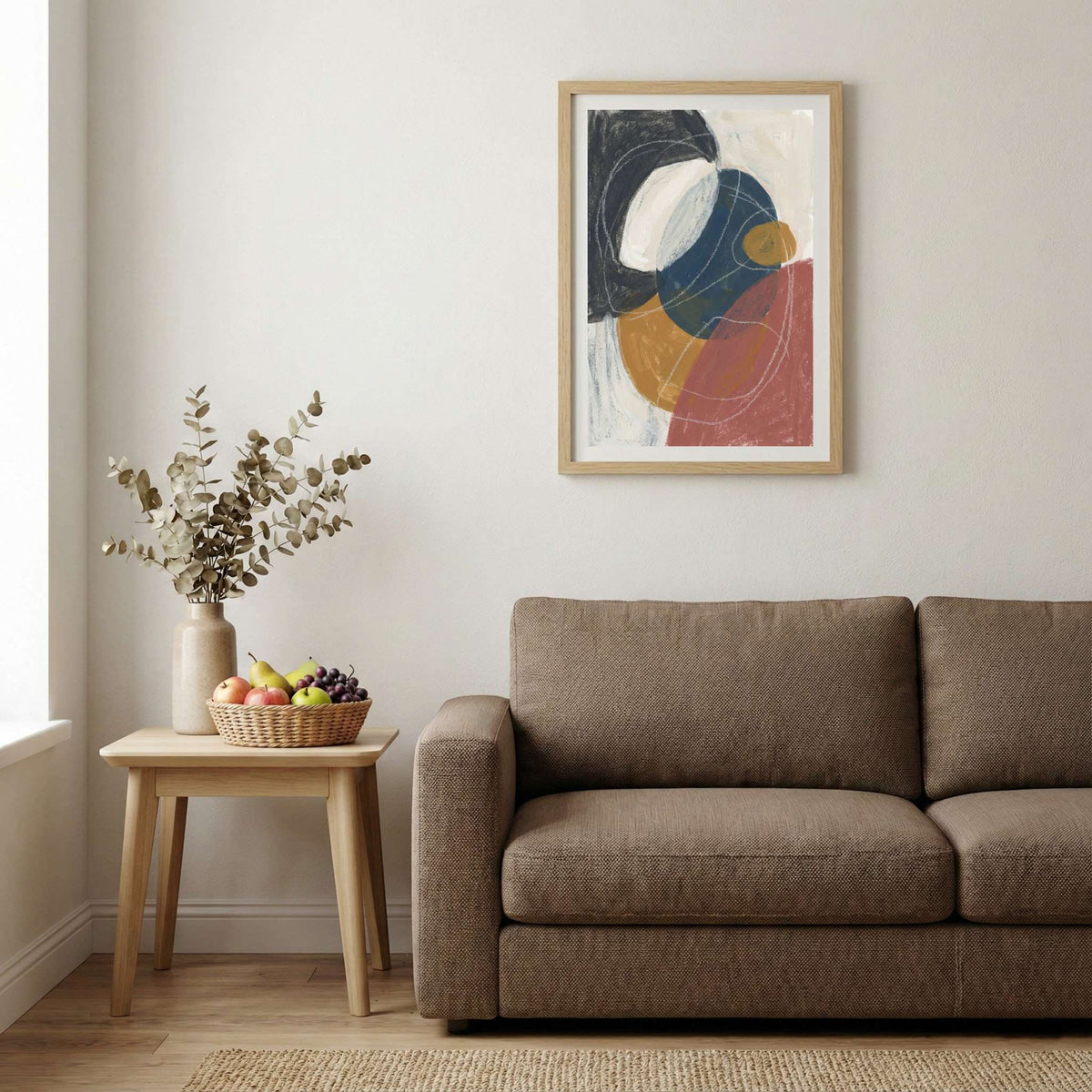 Navy Terracotta Organic Abstract canvas wall art — alternate b view