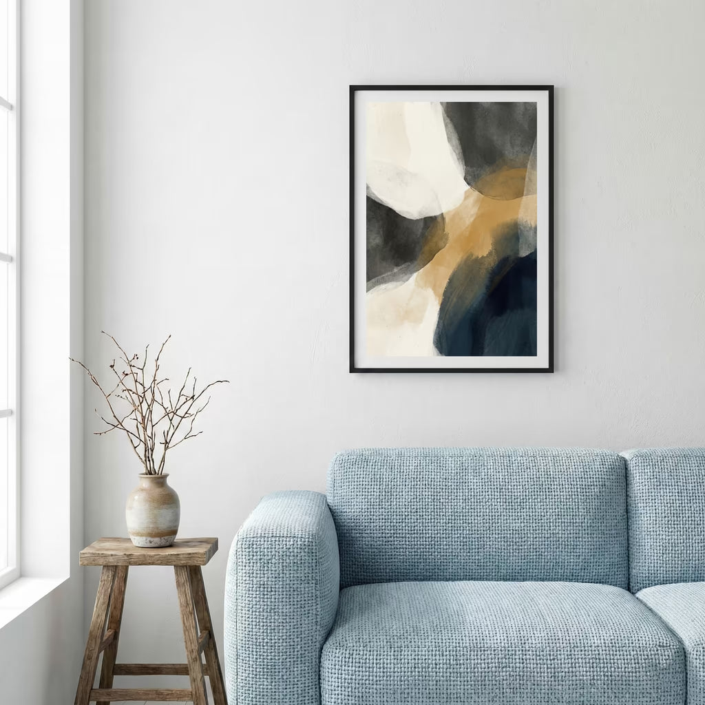 Black Beige Gold Abstract canvas wall art — alternate a view