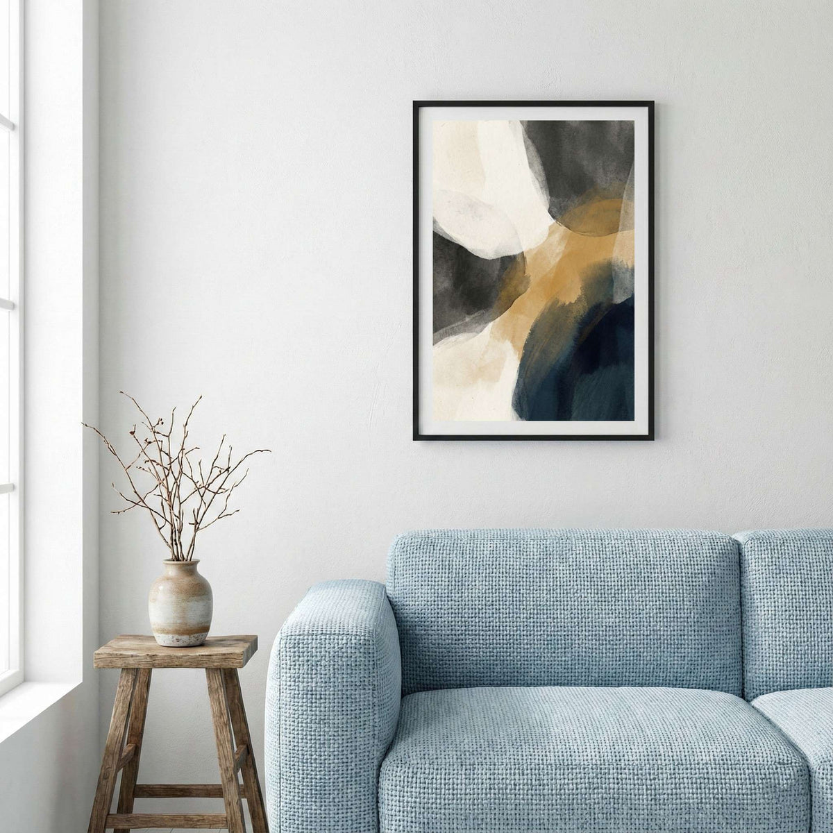 Black Beige Gold Abstract canvas wall art — alternate a view