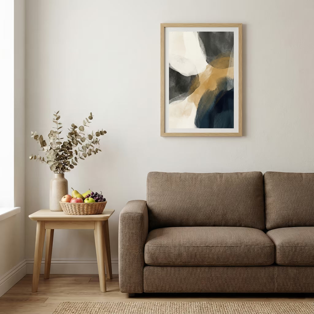 Black Beige Gold Abstract canvas wall art — alternate b view