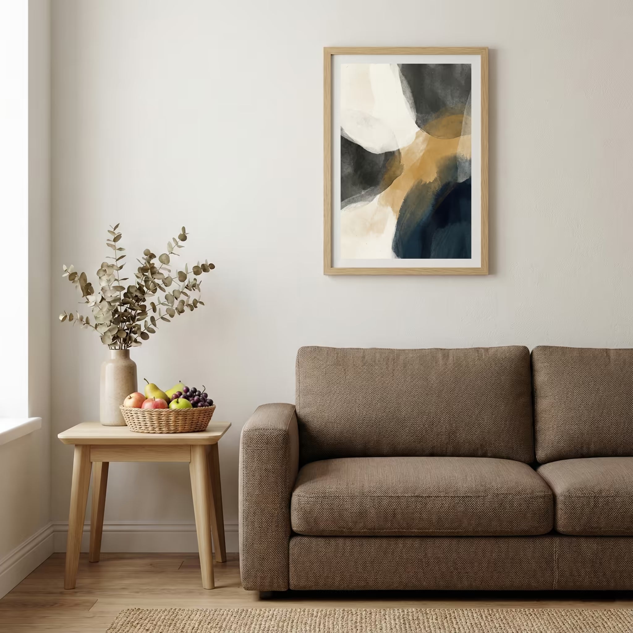 Black Beige Gold Abstract canvas wall art — alternate b view