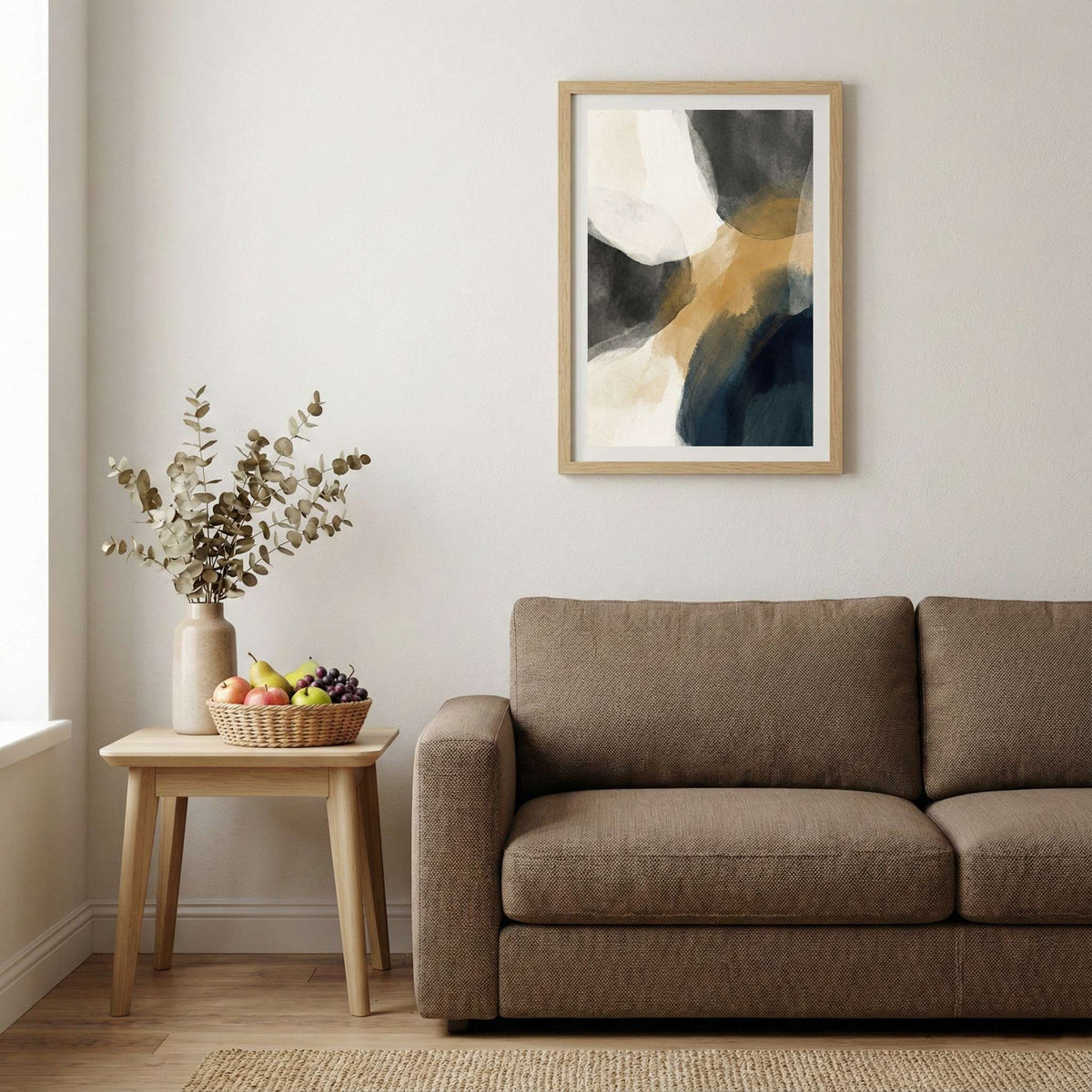 Black Beige Gold Abstract canvas wall art — alternate b view