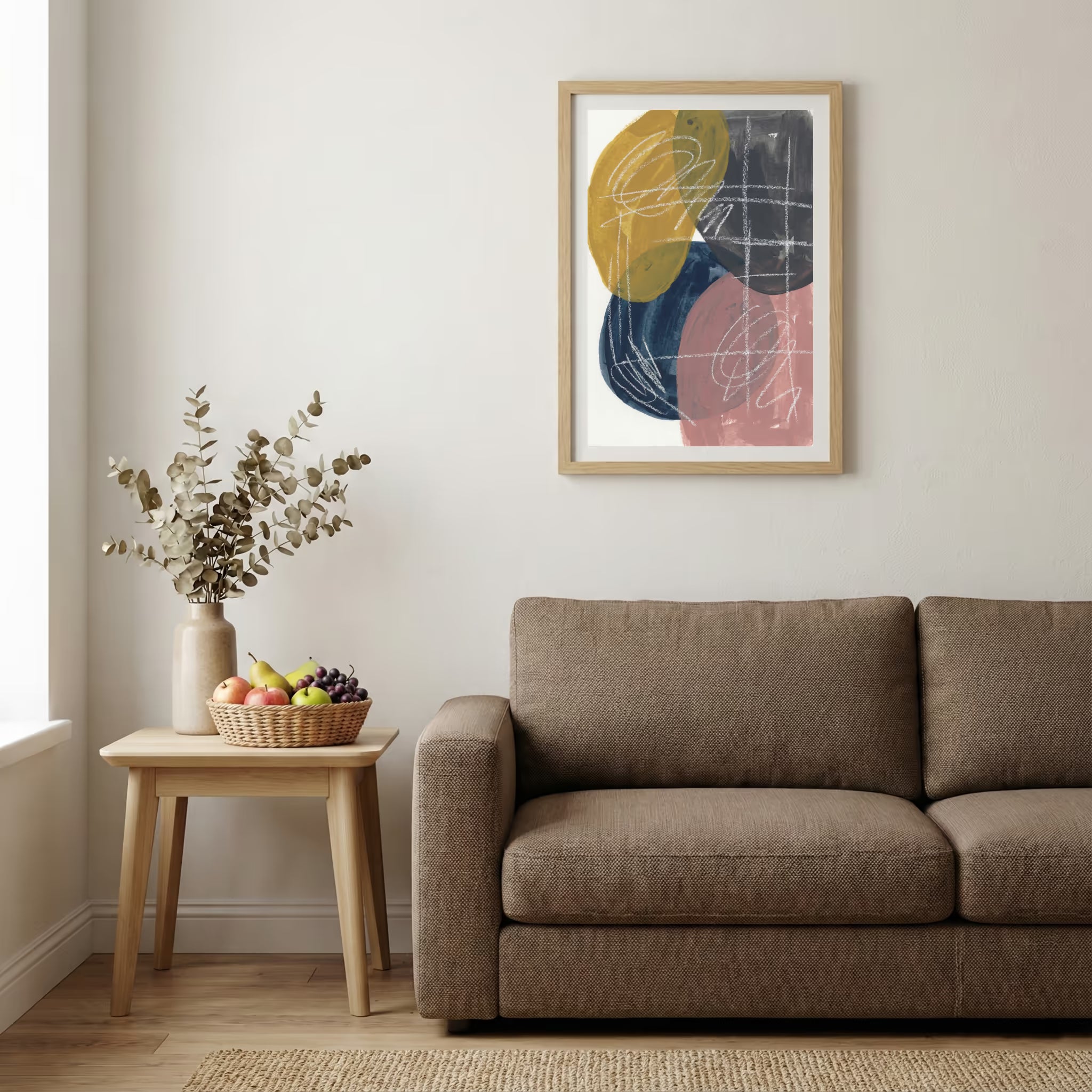 Pink Navy Gold Geometric Abstract canvas wall art — alternate b view