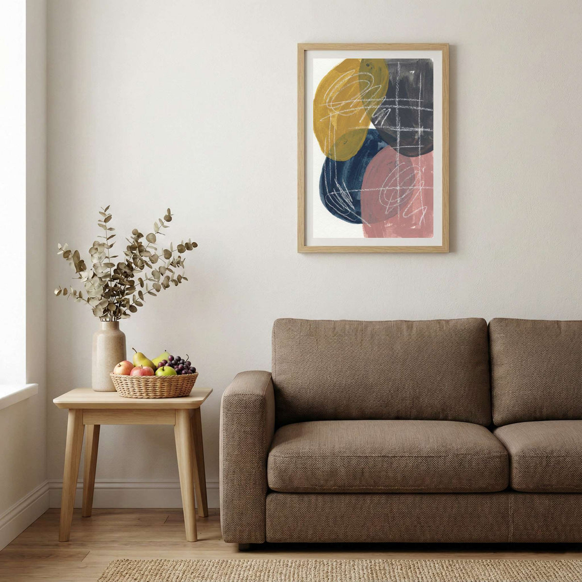 Pink Navy Gold Geometric Abstract canvas wall art — alternate b view