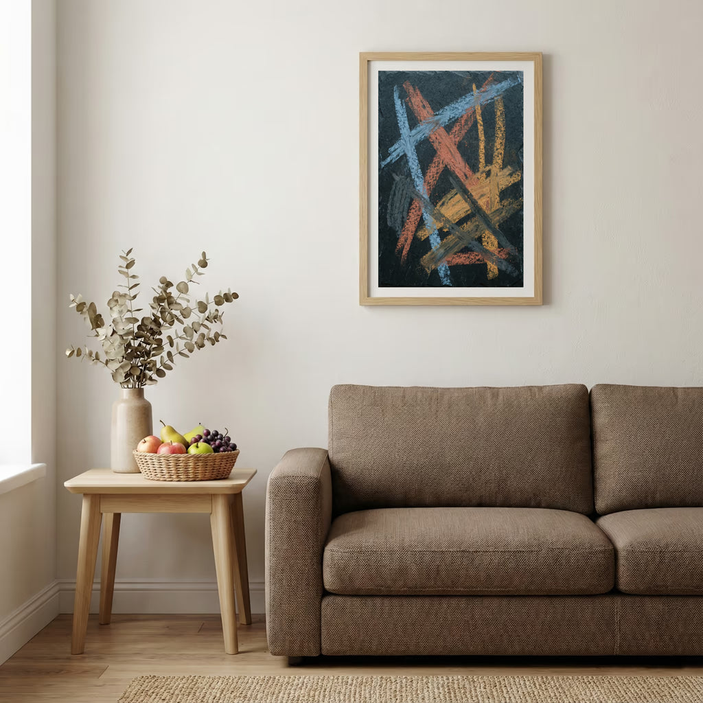 Navy Orange Expressive Abstract canvas wall art — alternate b view