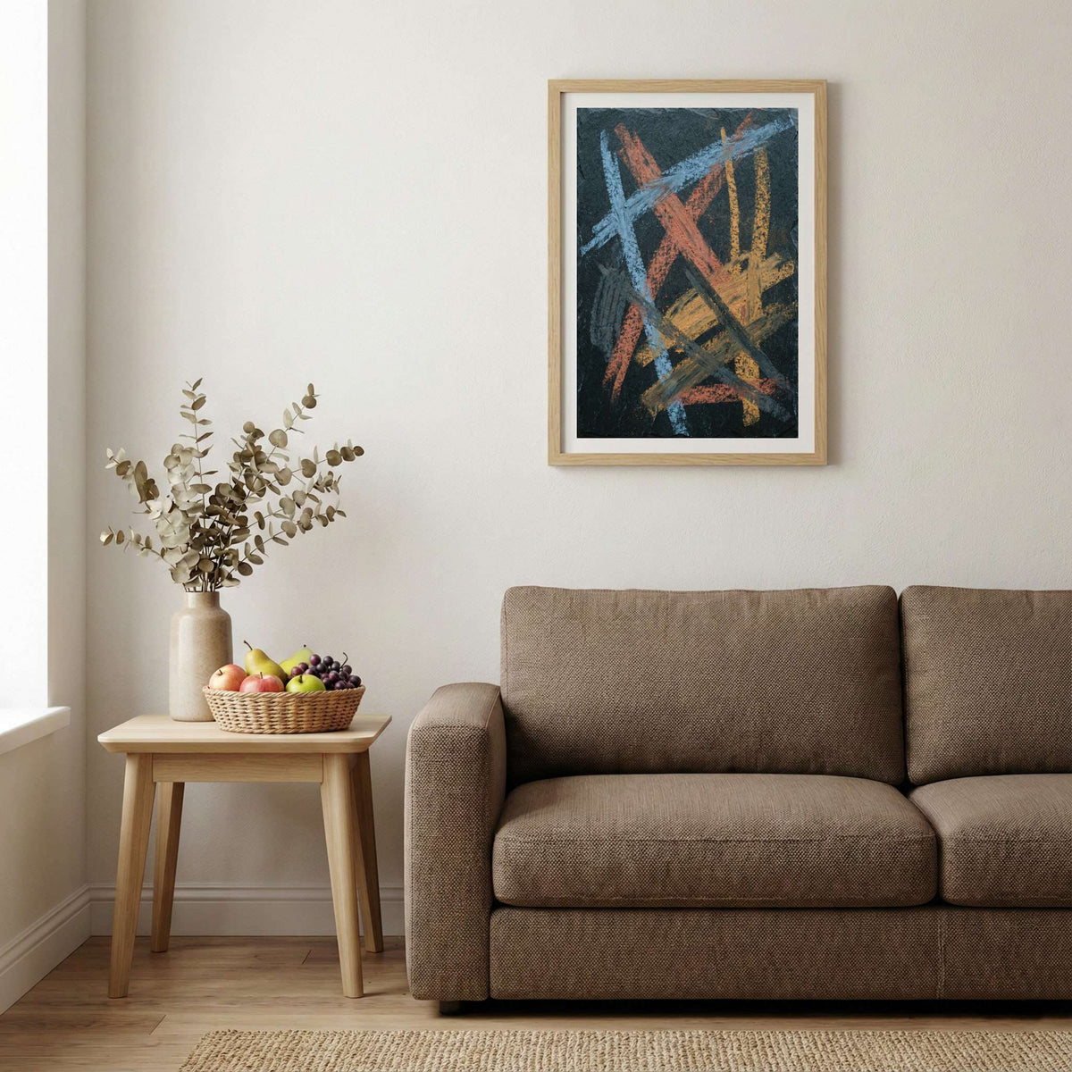 Navy Orange Expressive Abstract canvas wall art — alternate b view