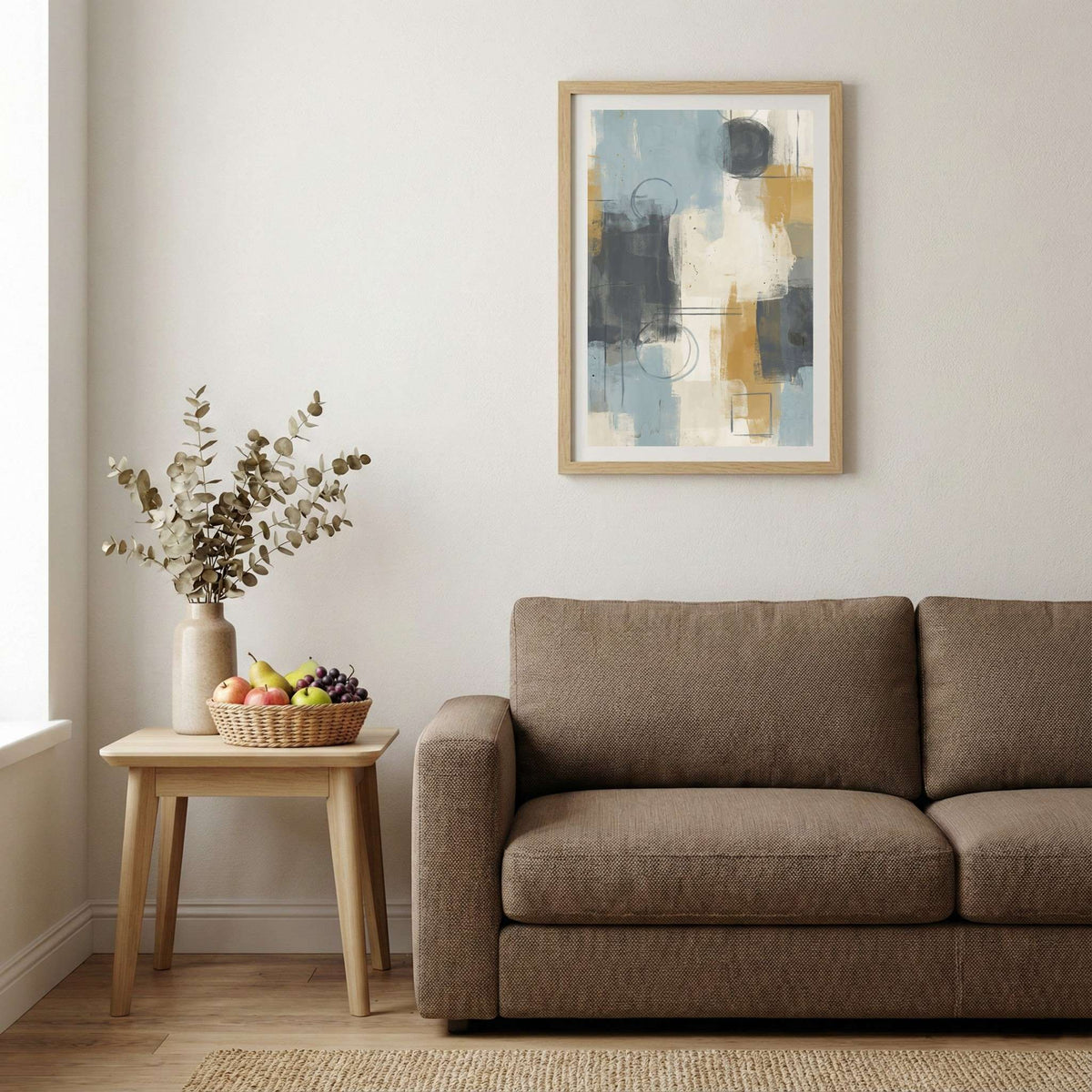 Blue Gray Gold Abstract canvas wall art — alternate b view