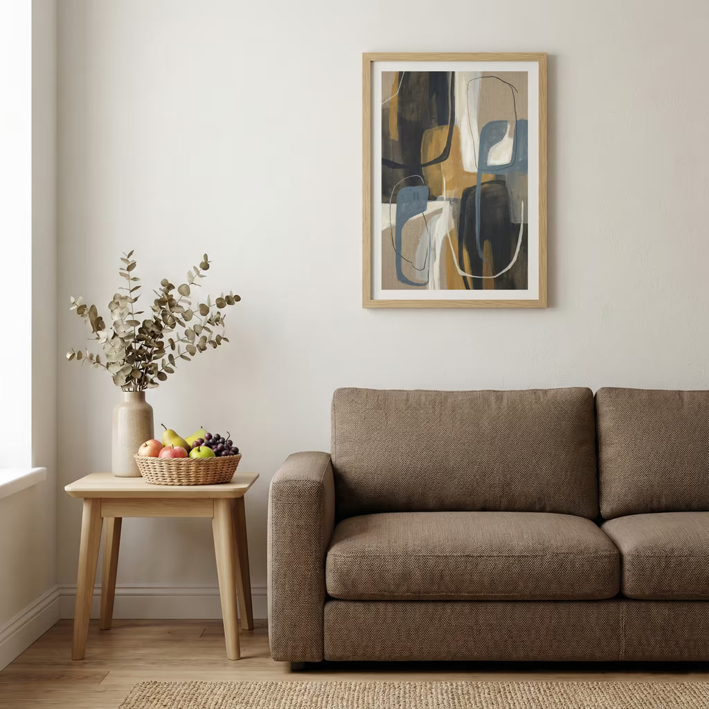 Navy Gold Geometric Abstract canvas wall art — alternate b view