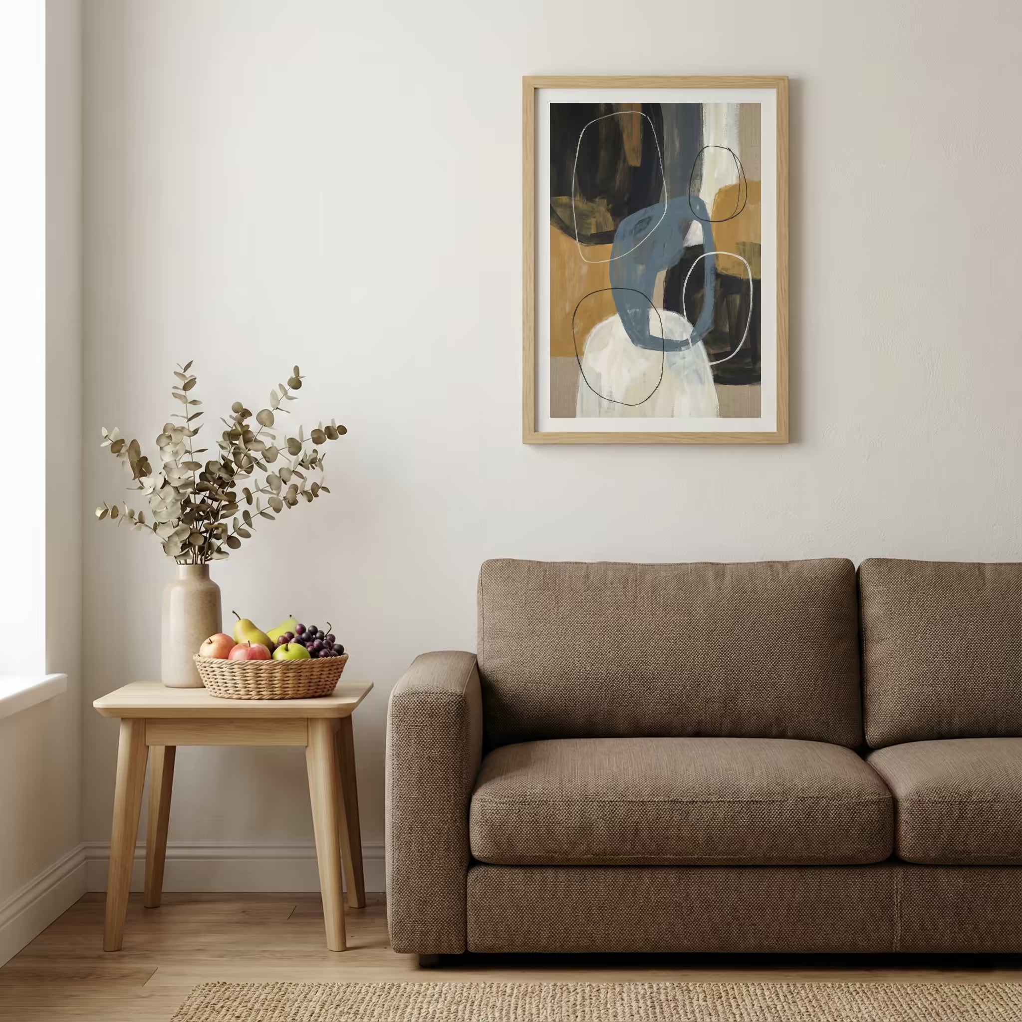 Navy Beige Geometric Abstract canvas wall art — alternate b view