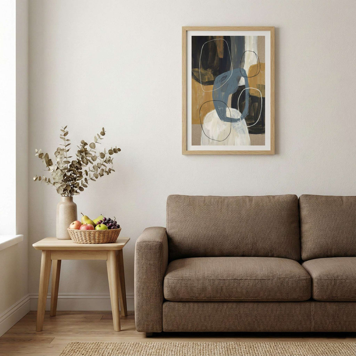 Navy Beige Geometric Abstract canvas wall art — alternate b view