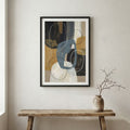 Navy Beige Geometric Abstract canvas wall art in a framed room setting