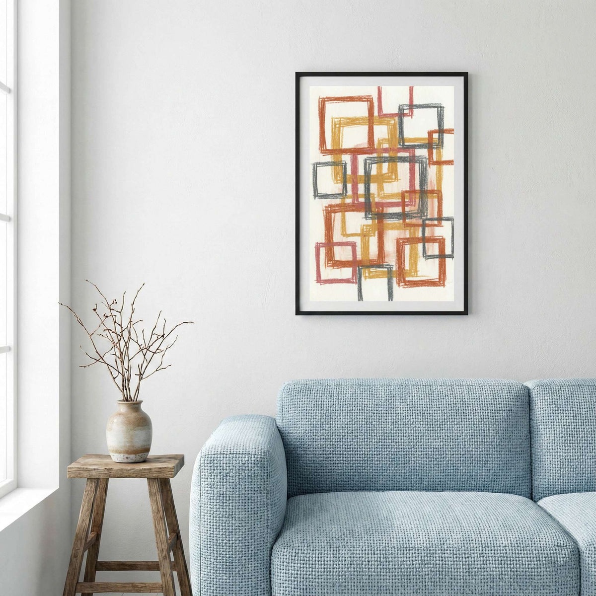 Rust Gold Geometric Line Abstract canvas wall art — alternate a view