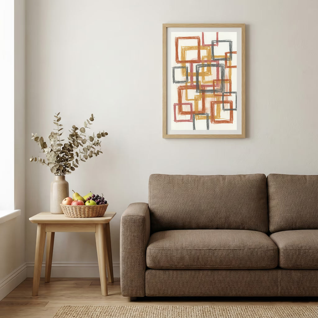 Rust Gold Geometric Line Abstract canvas wall art — alternate b view