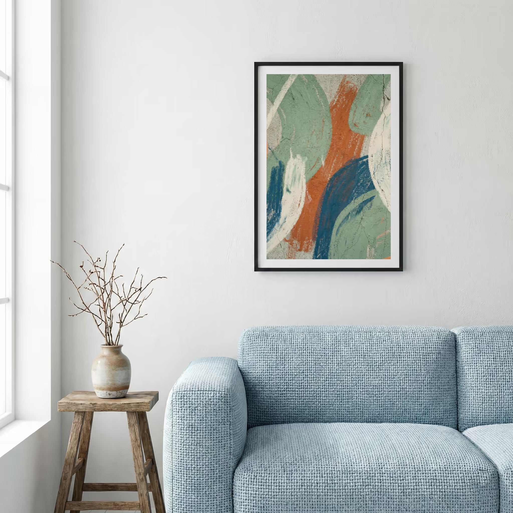 Teal Terracotta Organic Abstract canvas wall art — alternate a view