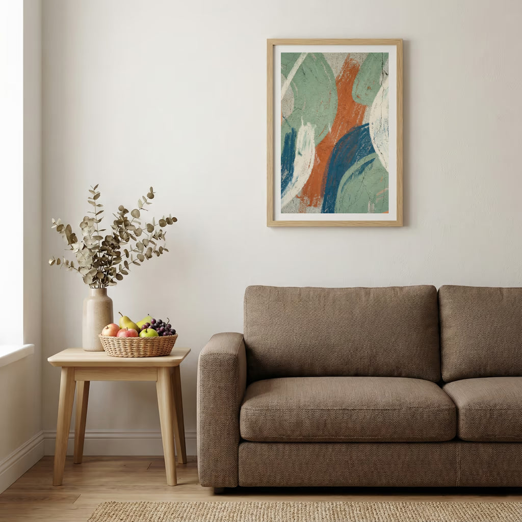 Teal Terracotta Organic Abstract canvas wall art — alternate b view