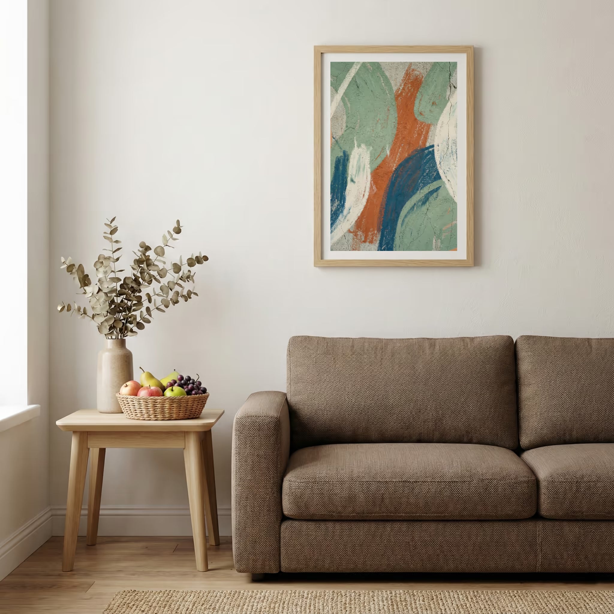 Teal Terracotta Organic Abstract canvas wall art — alternate b view