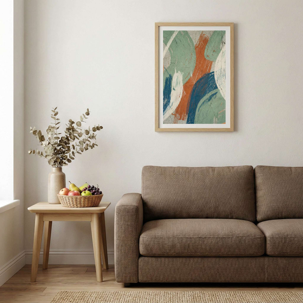 Teal Terracotta Organic Abstract canvas wall art — alternate b view